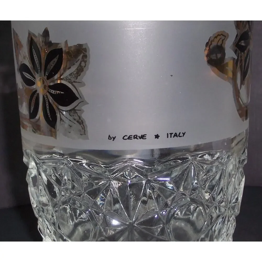 Vintage Cerve Frosted Glass Decanter Made In Italy